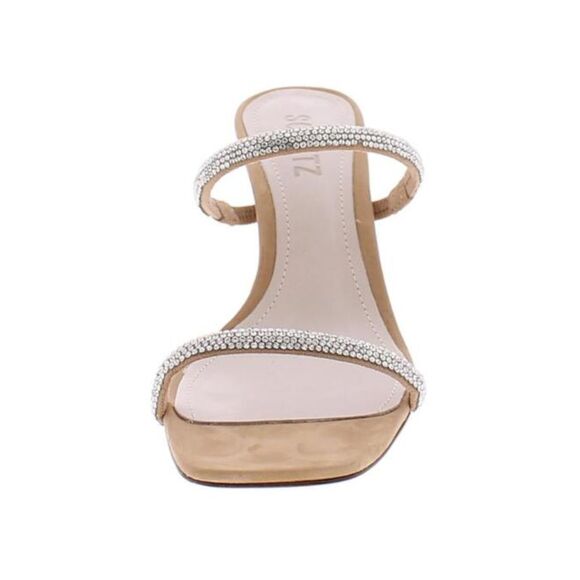 NWT SCHUTZ Womens Honey Beige Taleen Crystal Stiletto Leather Sandals 7 B - Picture 2 of 4